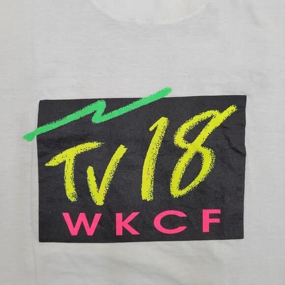 Vintage 1992 WKCF TV-Show 18 Shirt Womens XL 21x22 White USA - Picture 7 of 13